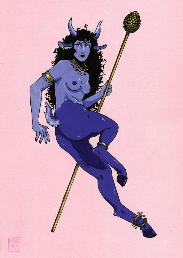 Satyr - watercolour, acrylic marker